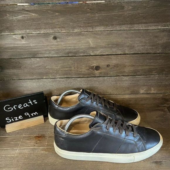 Mens Greats Brown Leather Made in Italy Sneakers Shoes‎ Size 9 M GUC - Picture 1 of 6